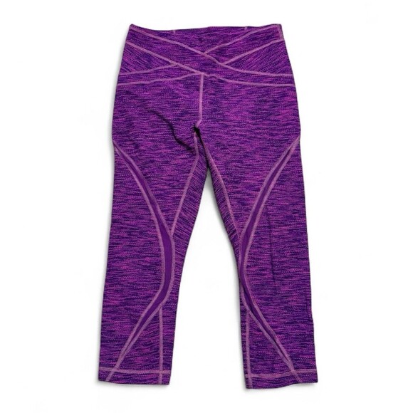 Lululemon Free Flow Preowned Women’s Capri Purple Jacquard Leggings Size 8 - Picture 1 of 10